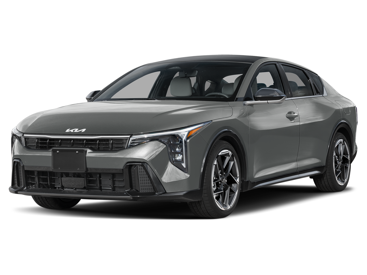 2026 Kia K4 GT-Line in Steel Gray — front three-quarter view