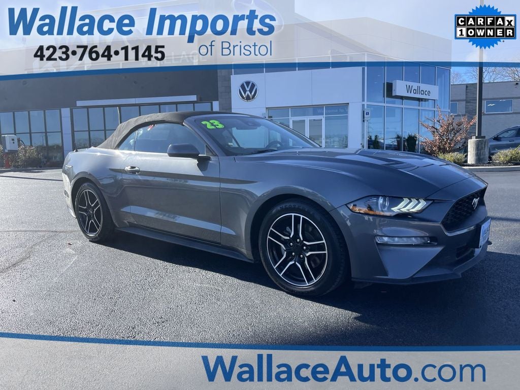 2023 Ford Mustang EcoBoost Premium in Gray Metallic — front three-quarter view
