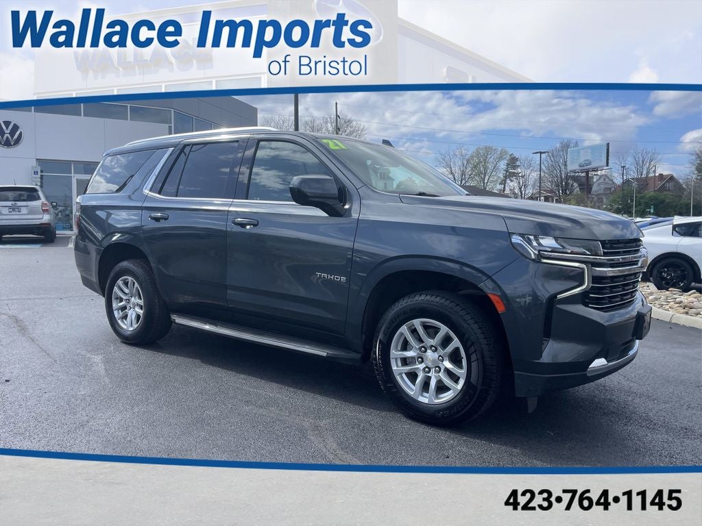 2021 Chevrolet Tahoe LT in Shadow Gray Metallic — front three-quarter view