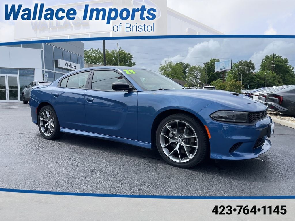 2023 Dodge Charger GT in Frostbite — front three-quarter view