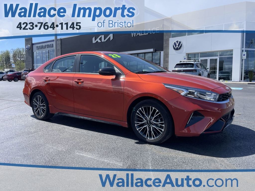 2023 Kia Forte GT-Line in Fire Orange — front three-quarter view