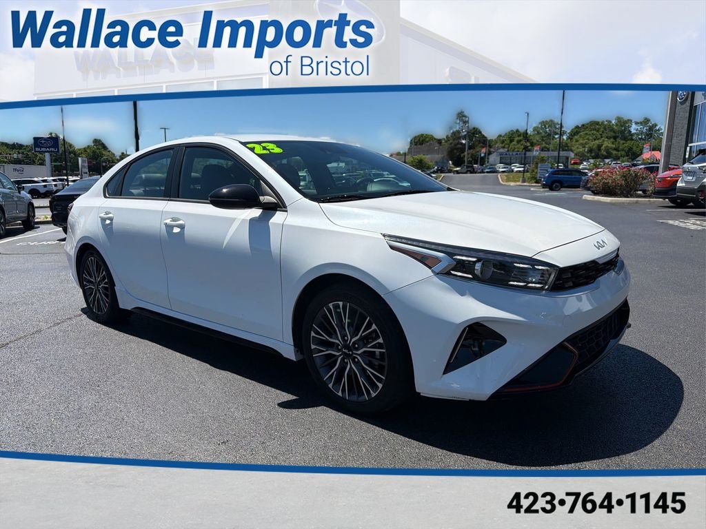 2023 Kia Forte GT-Line in Snow White Pearl — front three-quarter view