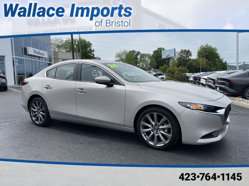 2024 Mazda Mazda3 2.5 S Preferred Package in Platinum Quartz Metallic — front three-quarter view