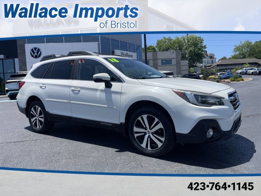 2018 Subaru Outback 2.5i Limited in Crystal White Pearl — front three-quarter view