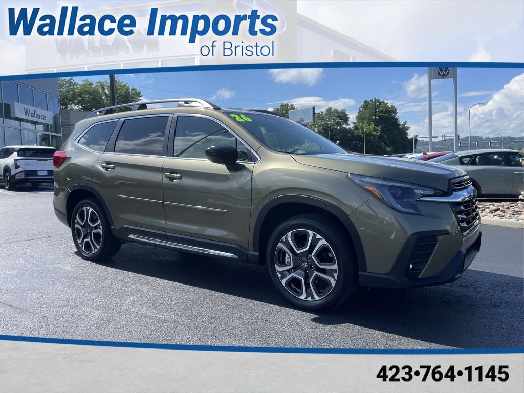 2026 Subaru Ascent Limited in Green Metallic — front three-quarter view