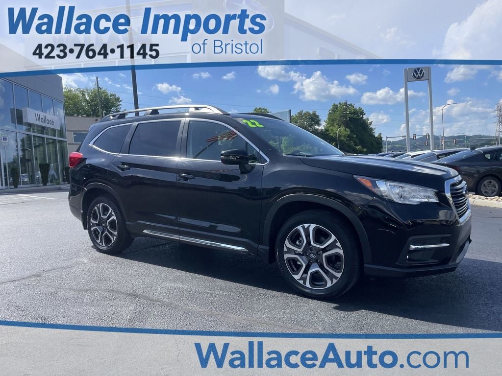 2022 Subaru Ascent Limited in Crystal Black Silica — front three-quarter view