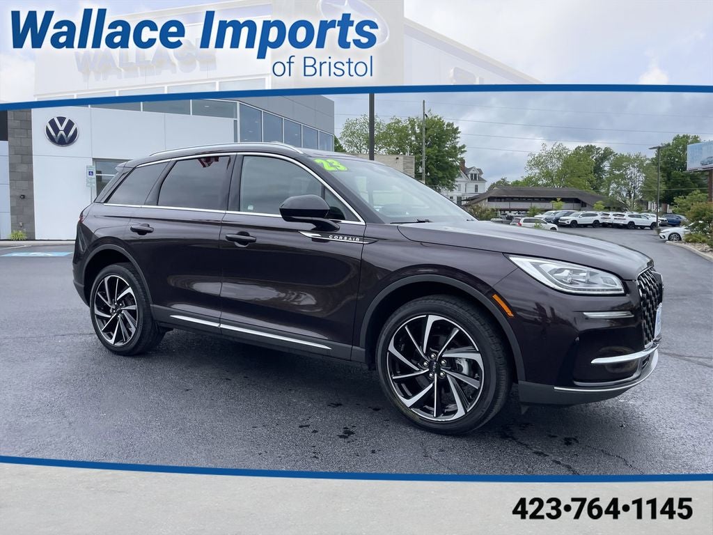 2023 Lincoln Corsair Reserve in Crystal Red Metallic — front three-quarter view