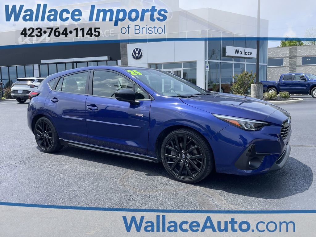 2025 Subaru Impreza 2.5RS in Sapphire Blue Pearl — front three-quarter view