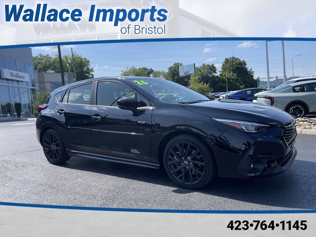2026 Subaru Impreza 2.5RS in Crystal Black Silica — front three-quarter view
