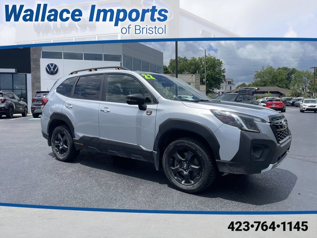 2022 Subaru Forester Wilderness in Ice Silver Metallic — front three-quarter view