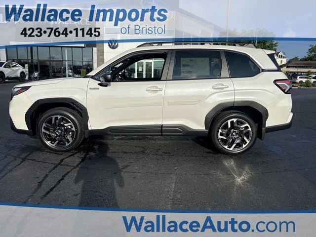 2026 Subaru FORESTER Premium Hybrid in Crystal White Pearl — front three-quarter view