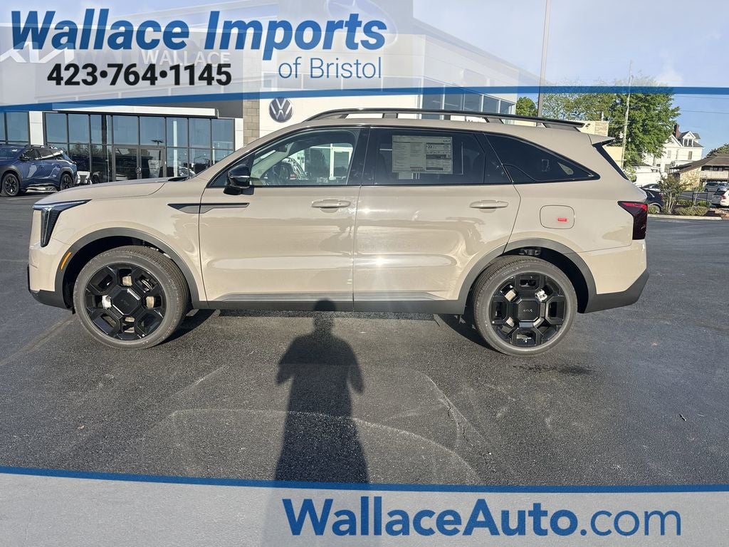 2026 Kia Sorento X-Line EX in Road Rider Brown — front three-quarter view